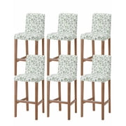 Sage Green Leaf Bar Stool Covers Set of 6, Country Eucalyptus Nature Plant Branch Stretch Washable Bar Chair Covers with Backs, Removable Pub Counter Height Chair Cover for Kitchen Dining Room Cafe