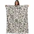 thumbnail image 1 of Sage Green Leaf Blanket Soft Cozy Warm Throw Blanket for Couch, Plush Fuzzy Flannel Fleece Blankets for Sofa, Vintage Farmhouse Boho Pastoral Tribal Bed Blankets Lightweight Gifts for Women, 50"x80", 1 of 9