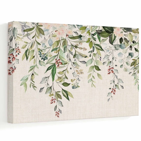 Sage Green Leaf Canvas Wall Art, Flower Spring Botanical Linen Texture ...