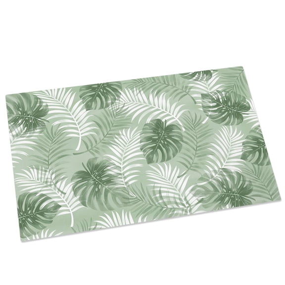 Sage Green Leaf Door Mat 16x24 Inch Modern Green Palm Leaf Monstera Entryway Rug with Non-Slip Rubber, Front Door Mat Indoor Floor Mats for Living Room Bathroom Bedroom Home Office
