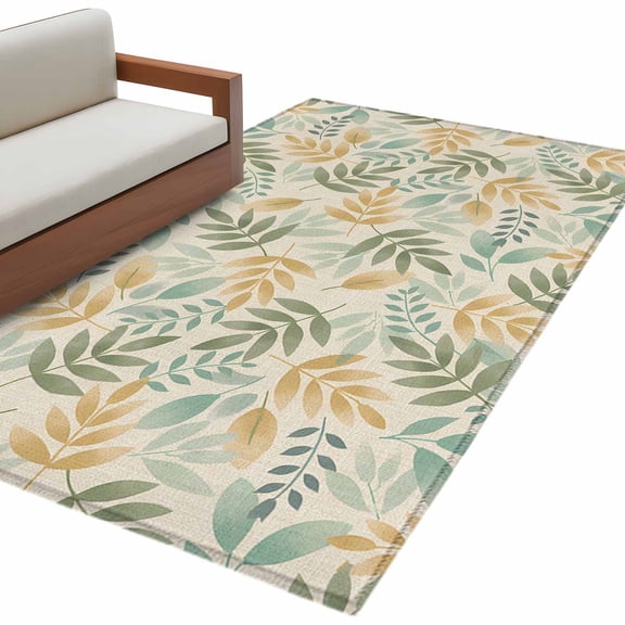 Sage Green Leaf Large Area Rugs for Bedroom Living Room, Soft Non Slip Carpet Bedside Rug, Nature Plant Branch Fall Botanical Rectangular Floor Cover Kitchen Accent Rug 3'x5' for Dining Room/Office