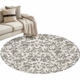 thumbnail image 1 of Sage Green Leaf Large Area Rugs for Bedroom Living Room, Soft Non Slip Carpet Bedside Rug, Retro Farmhouse Plant Floral Branch Round Floor Cover Kitchen Accent Rug 3' for Dining Room/Office, 1 of 9