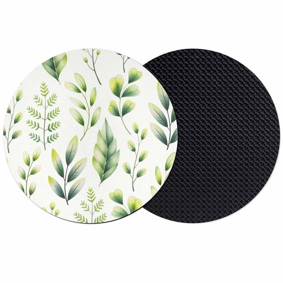 Sage Green Leaves Coasters Set of 2, Absorbent Coasters for Drinks, Summer Botanical Farmhouse Leaf Watercolor Coaster for Desk Coffee Table Protection, Home Decor House Warming Gifts 4"
