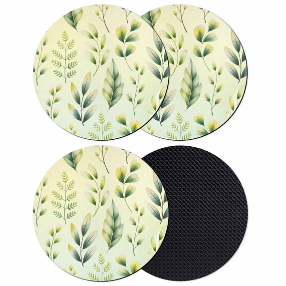 Sage Green Leaves Coasters Set of 4, Absorbent Coasters for Drinks, Summer Botanical Farmhouse Leaf Coaster for Desk Coffee Table Protection, Home Decor House Warming Gifts 4"