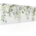 thumbnail image 1 of Sage Green Leaves Gaming Mouse Pad XL Spring Summer Floral Extended Large Desk Mat White Big Mousepad Non-Slip Rubber Base Stitched Edge Long Desk Pad for Desktop Office Computer Gamer,31.5×11.8 in, 1 of 6