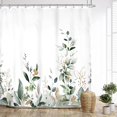 thumbnail image 1 of Sage Green Leaves Plant Eucalyptus Shower Curtain for Bathroom 60W X 72H Inches Botanical Nature Mint Gold Leaf Bathroom Curtains Set Summer Floral Aesthetic Bath Accessories Decor Fabric, 1 of 6