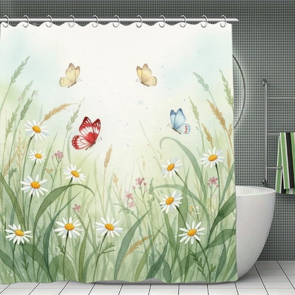 Sage Green Leaves Print Shower Curtain,Modern Fabric Waterproof Shower Curtain Set with Hooks 70.8×70.8Inch (180×180cm)