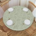 thumbnail image 1 of Sage Green Leaves Round Fitted Tablecloth with Elastic Edged Decorative Kitchen Dining Table Cloth Cover Fits 45-52" Round Table, 1 of 6
