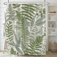 thumbnail image 1 of Sage Green Leaves Shower Curtain, Plant Bathroom Shower Curtain, Waterproof Fabric Botanical Shower Curtain, 72 x 72 Inch, 1 of 6