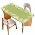 thumbnail image 1 of Sage Green Leaves Table Cloths for 6 Foot Rectangle Tables, Summer Botanical Pastoral Patio Waterproof Elastic Fitted Tablecloths, Washable Rectangular Table Cover for Camping, 1 of 8