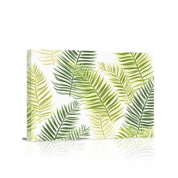 Sage Green Leaves Wall Art for Living Room, Canvas Picture Wall Decor for Bathroom Bedroom, Summer Botanical Palm Leaf Painting Artwork for Office Kitchen Hallway Dining Room Home Decorations 12"x16"