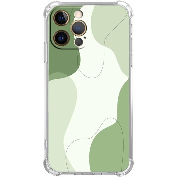 Sage Green Line for iPhone 12 Pro Max Case, Abstract Minimalist Art Pattern, Unique Soft TPU Protective Case Compatible with iPhone 12 Pro Max