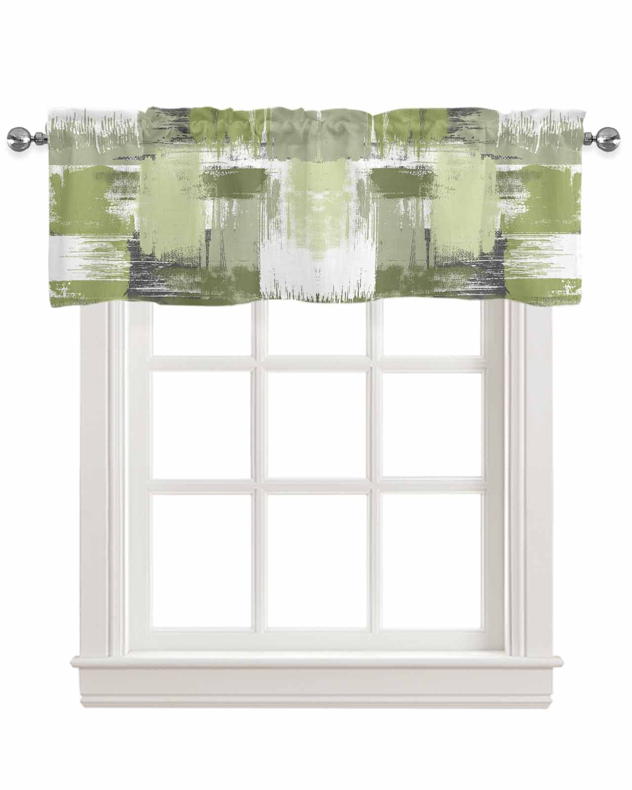 Sage Green Linen Curtain Valance for Bedroom/Bathroom/Kitchen/Office