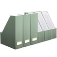 thumbnail image 1 of Sage Green Magazine File Holder Set Of 6 Sturdy Cardboard Desk Organizer With Gold-Tone Label Slots For Home Office Bookshelf, 1 of 7