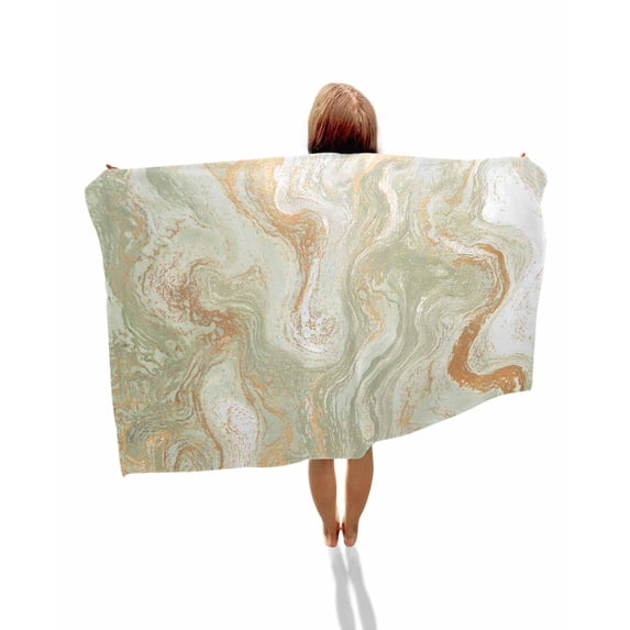 Sage Green Marble Beach Towels Oversized Super Absorbent, Contemporary Abstract Fluid Art Lightweight Bath Towel Quick Dry Sets For Bathroom/Pool/Rv Camping/Beach Play/Gym Room/Picnic 23"x47"