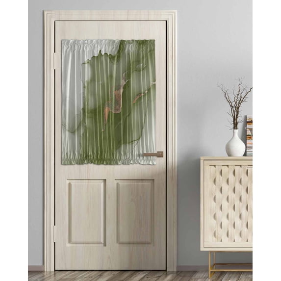 Sage Green Marble Blackout Door Curtains for French, Glass,Front, Back, Patio Door, Modern Ombre Abstract Ink Painting Art Thermal Insulated Rod Pocket Window Curtain Drapes With Tiebacks 54"x40"