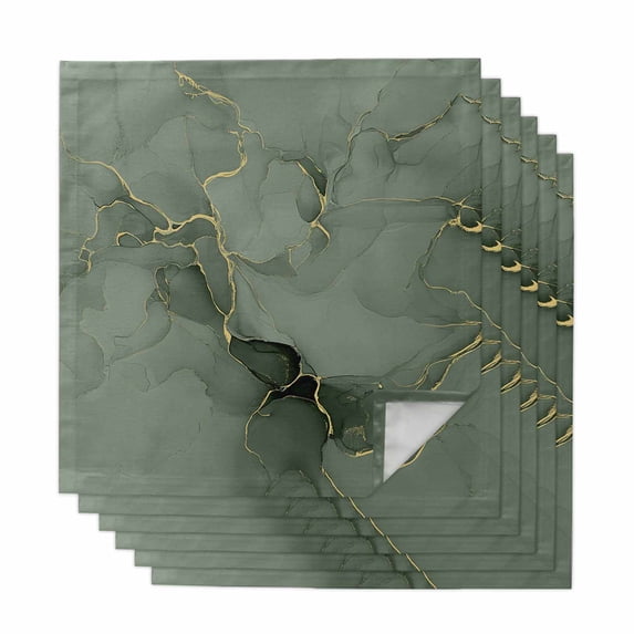 Sage Green Marble Cloth Napkins, Modern Abstract Art Ink Painting Washable and Reusable Dinner Napkins Set of 6, Table Napkin for Kitchen Party Birthday Wedding Hotel Housewarming 20"x20"