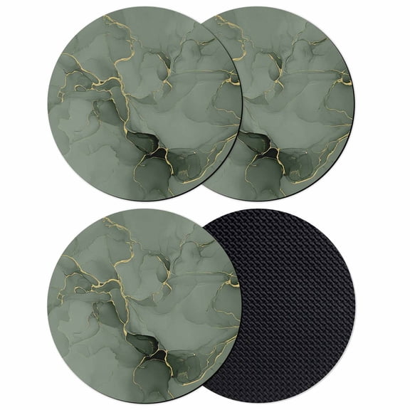 Sage Green Marble Coasters Set of 4, Soft Absorbent Coasters for Drinks, Modern Abstract Art Ink Painting Non-Slip Cup Coaster Mat with Rubber Bottom for Home Kitchen Desk Coffee Bar Table Decor 4"