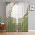 thumbnail image 1 of Sage Green Marble Semi Sheer Curtains 72 Inch Length 2 Panels Set, Nature Marble Crack Yellow Lines Sheer Kitchen Curtain Privacy Voile Window Curtain for Living Room Bedroom Rod Pocket Drapes, 1 of 7