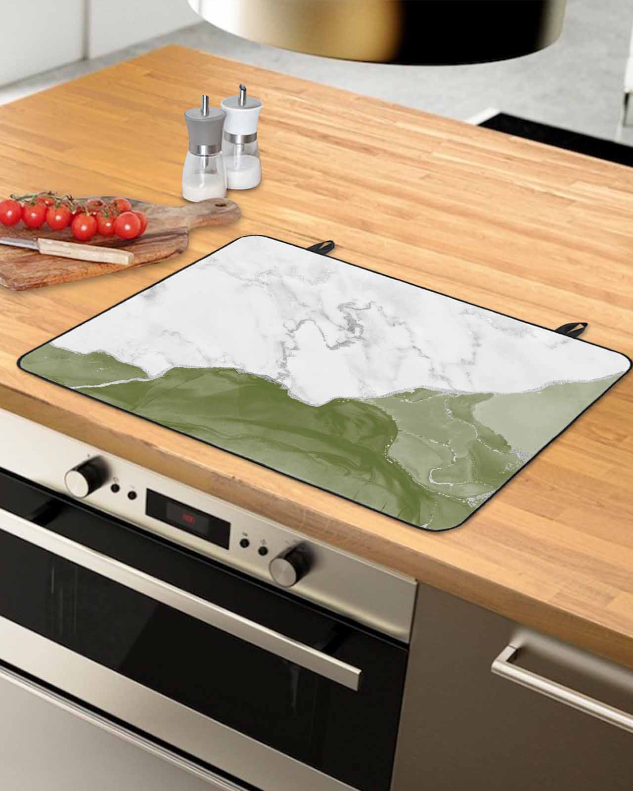 Sage Green Marble Stove Top Covers for Electric Stove, Heat Insulation