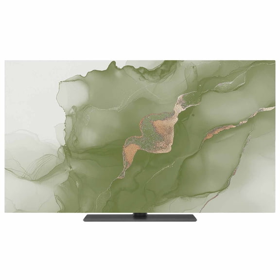 Sage Green Marble TV Dust Cover,Stretchable TV Screen Desktop Computer Protector Cover,Modern Ombre Abstract Ink Painting Art Television Dustproof Slipcover for 19–24 Inch Flat or Curved TVs