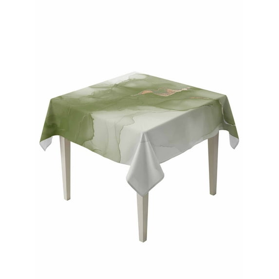 Sage Green Marble Table Cloth, Modern Ombre Abstract Ink Painting Art Waterproof Tablecloth for Square Tables, Reusable Washable Fabric Table Cover for Restaurant Kitchen Dining Tables 54"x54"