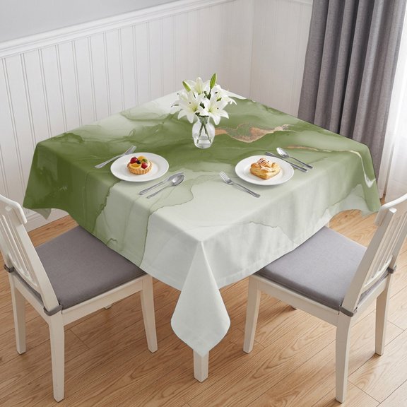 Sage Green Marble Table Cloth Waterproof Tablecloths, Modern Ombre Abstract Ink Painting Art Tablecloth Dining Table Cover for Kitchen Party Tabletop Outdoor, Square Tablecloth 54x54 Inch