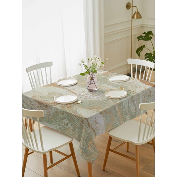 Sage Green Marble Tablecloth Rectangle Table Cloth 60x102, Waterproof Tablecloth Outdoor Table Cloth, Contemporary Abstract Fluid Art Washable Table Cover for Kitchen Dinning Party