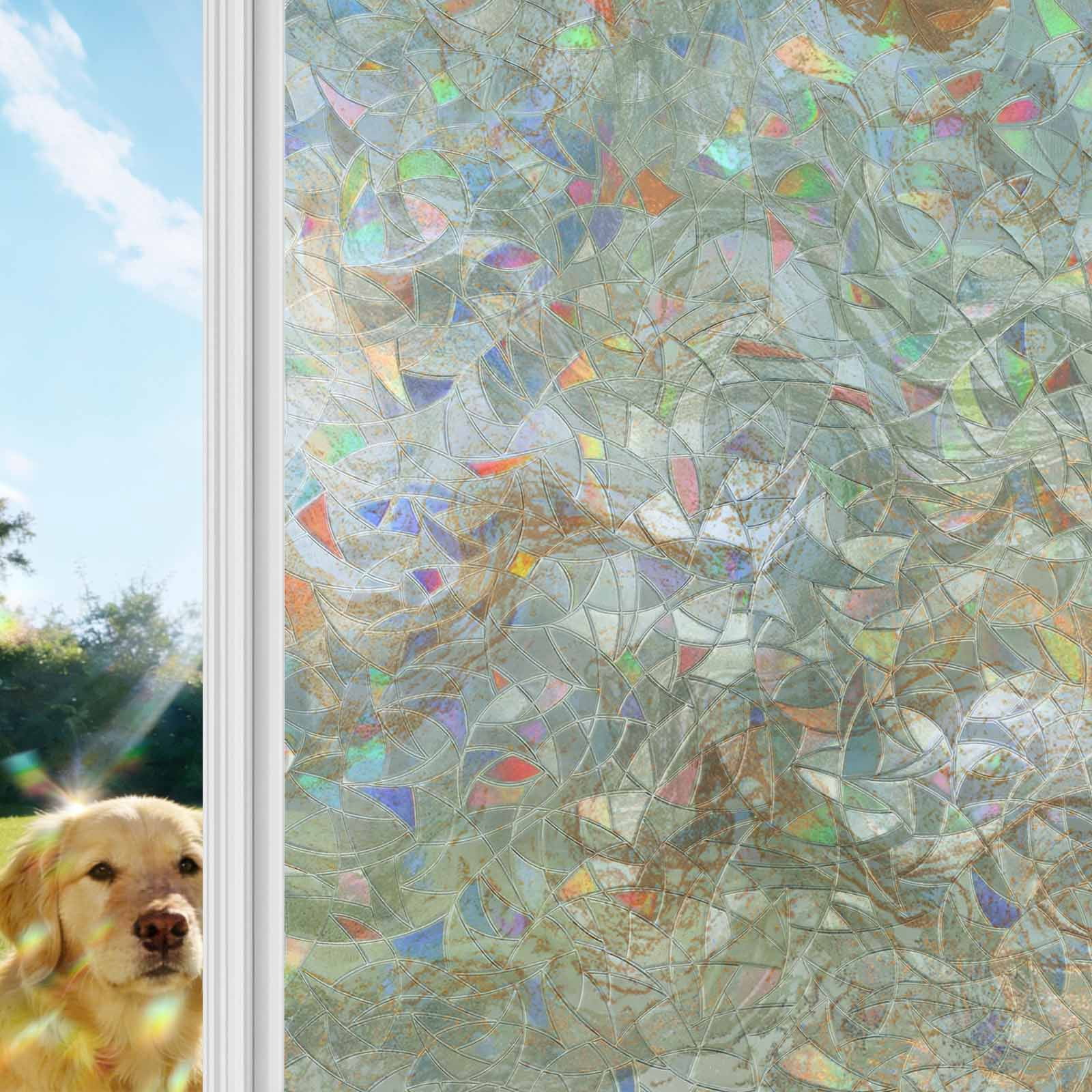 Sage Green Marble Window Privacy Film Stain Glass,Reusable Decorative Rainbow Window Film,Contemporary Abstract Fluid Art Static Cling Sun Blocking Stickers Decals Covers 23.6" x 78.7" (2pcs)