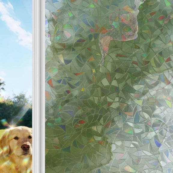 Sage Green Marble Window Privacy Film Stain Glass,Reusable Decorative Rainbow Window Film,Modern Ombre Abstract Ink Painting Art Static Cling Sun Blocking Stickers Decals Covers 23.6" x 59" (2pcs)