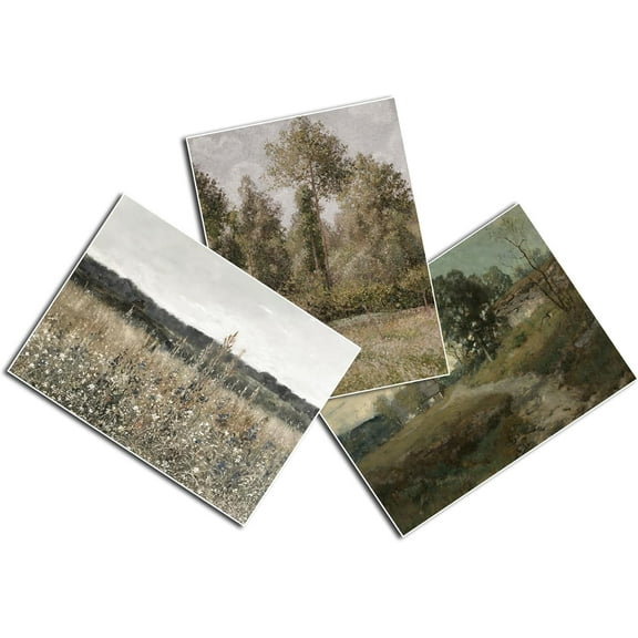 Sage Green Matisse Canvas Wall Art Poster Set of 3 Van Gogh Floral Wall Decor Paintings, Mid Century Abstract Pictures Vintage Aesthetic Prints for Living Room Bedroom Bathroom