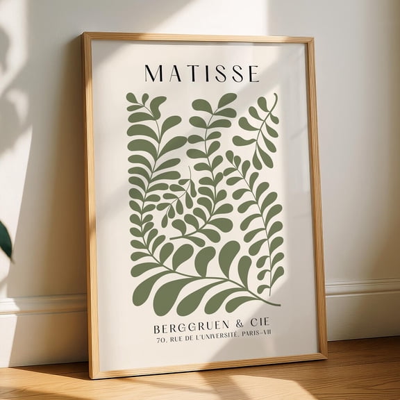 Sage Green Matisse Print Botanical Wall Art Poster, Abstract Leaf Cut-Out Style, Minimalist Sage Matisse-Inspired Decor, Home Decor, Vintage Gift, Home Decor, Poster Only
