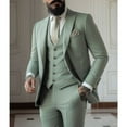 Sage Green Men's Slim Fit 3 Piece Suits (Jacket+Vest+Pant) Wedding