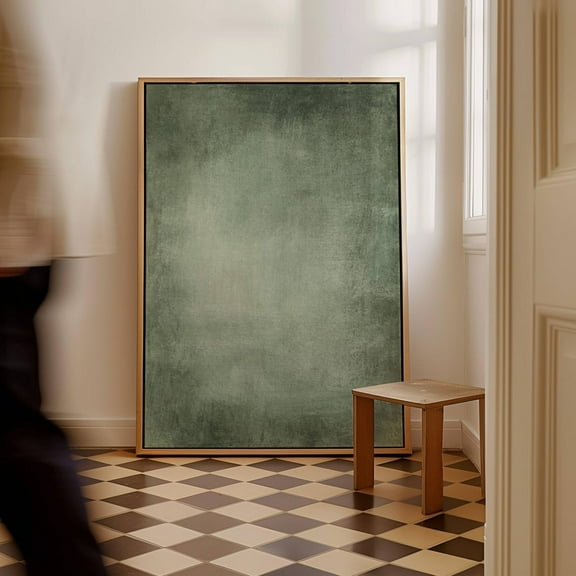 Sage Green Minimalist Wall Art, Floating Framed Wall Art Print, Extra Large Living Room Decor, Textured Look Painting, Japandi Art Wall Art, Modern Wall Decor, 8x12 UNFRAMED