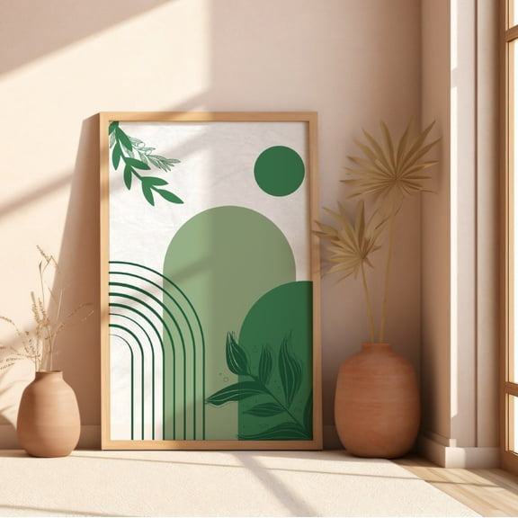 Sage Green Modern Boho Minimal Wall Art, Unframed Paper Print Size 8x12