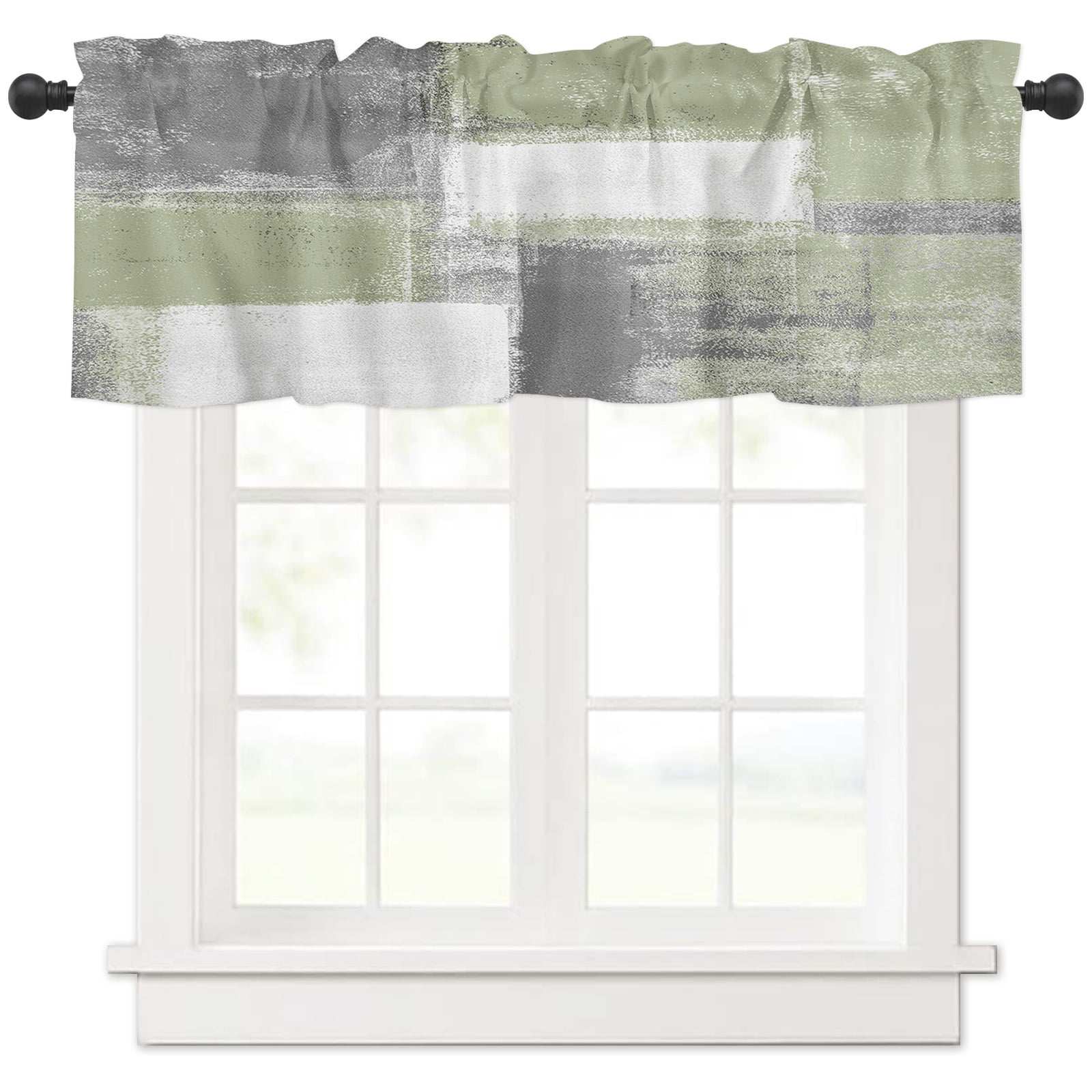 Sage Green Modern Curtain Valance for Windows/Living Room/Kitchen ...