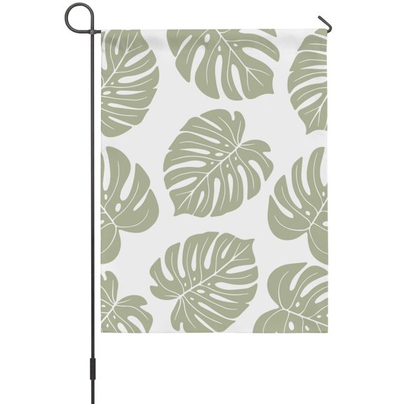 Sage Green Monstera Leaf House Flags For Outdoor, Tropical Botanical Minimalist Modern Summer Small Double Side Yard Flags Weather Proof House Decor for Lawn Outside Holiday 28 x 40 Inches