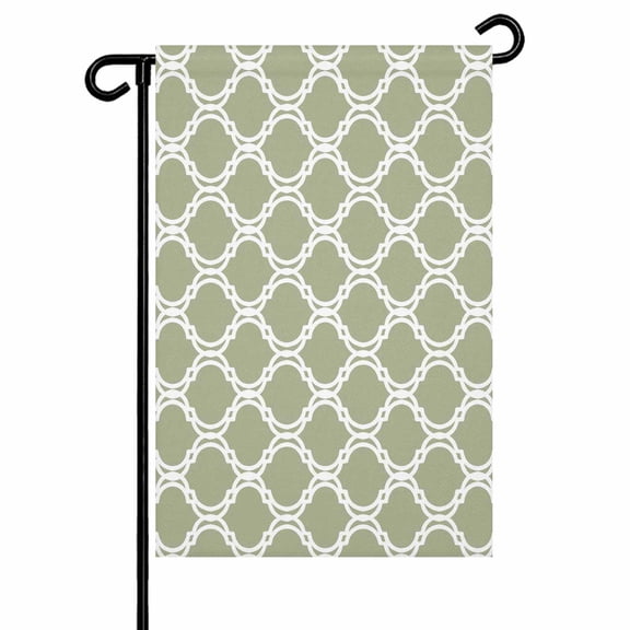 Sage Green Moroccan Garden Flag 12x18 Inch Modern Geometric Morocco Abstract Art Double Sided Small Decorative Garden Flags for Outside, Outdoor Yard Porch Lawn Decoration