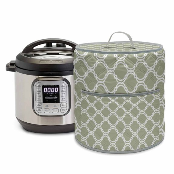 Sage Green Moroccan Rice Cooker Cover 8 Quart Modern Geometric Morocco Abstract Art Pressure Cooker Cover Appliance Protector Dust Case with Pocket and Handle for Kitchen