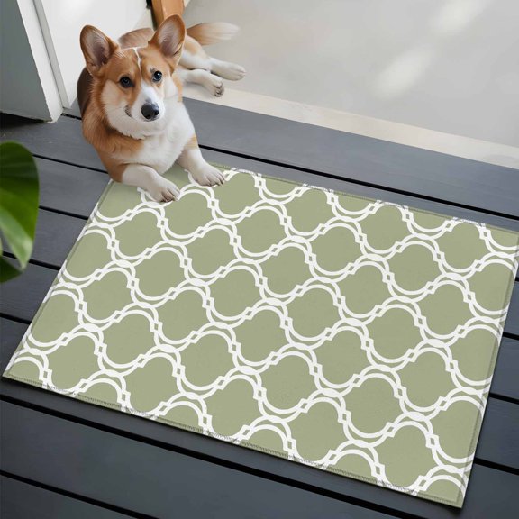 Sage Green Moroccan Washable Entry Rug 2x3 Modern Geometric Morocco Abstract Art Low Pile Indoor Door Mat with Rubber Backing Thin Area Rug for for Entrance, Bedroom, Kitchen, Laundry, Bathroom