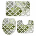 thumbnail image 1 of Sage Green Morocco Bath Mat 3 Piece Bathroom Rug Set, Vintage Grey Shabby Chic Plaid Non Slip Bath Rug Contour Mat and Toilet Lid Cover, Absorbent Shower Mats Soft Bath Rugs and Mats Sets, 1 of 8