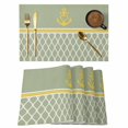 thumbnail image 1 of Sage Green Morocco Placemats Set of 6, Ocean Yellow Nautical Anchor Stripe Placemats for Dining Table, Place Mats for Kitchen Tabletop, Waterproof Wipeable Dining Table Mats Set, 1 of 9