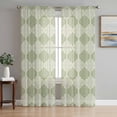 thumbnail image 1 of Sage Green Morocco Sheer Curtains 72 Inch Length 2 Panels Set Window Treatments, Vintage Abstract Geometric Pattern Rod Pocket Semi Curtains for Living Room/Bedroom/Kitchen Décor, 104"W x 72"L, 1 of 7