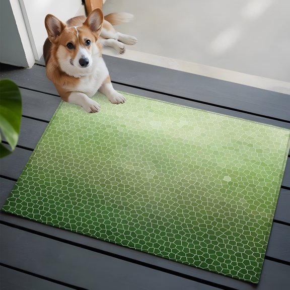 Sage Green Mosaic Small Area Rugs 2x3 Minimalist Abstract Hexagonal Grid Soft Gradient Entryway Rugs Washable Door Mat, Low-Profile Area Rugs Non Slip Floor Carpet for Living Room Bedroom Home Office