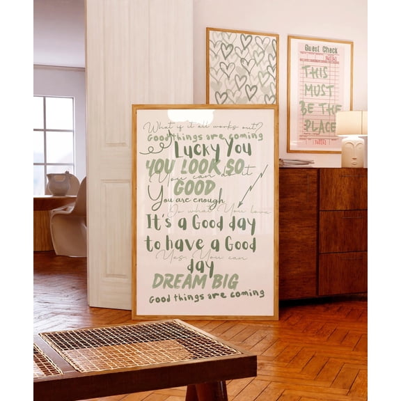 Sage Green Motivational Positive Affirmations Preppy Dorm Portrait Decor Unframed Paper Print