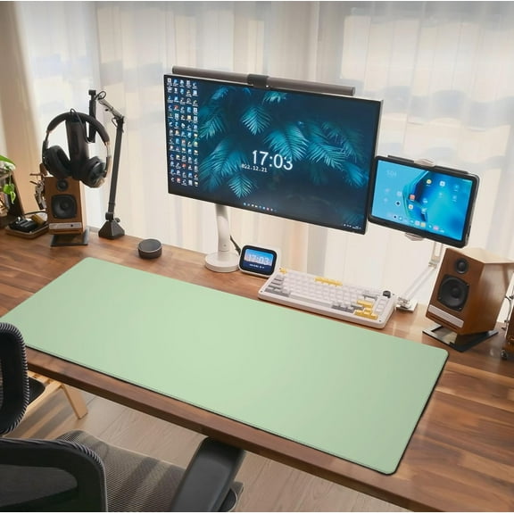 Sage Green Mouse Pad Extended Large Gaming Mint Mousepad XL Big Long Oversized Desk Mat Stitched Edges 31.5 X 11.8 Inch for Home Office