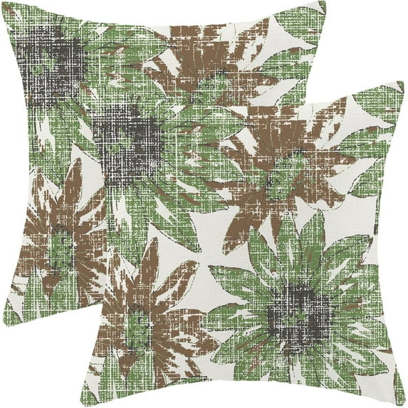 Sage Green Navy Blue Pillow Covers 16x16, Vintage Sunflower Outdoor Decorative Throw Pillows for Couch, Retro Floral Decor Cushion Cover 2 Pcs Soft Farmhouse Square Pillowcase for Bed Safa