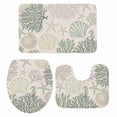 thumbnail image 1 of Sage Green Ocean Bath Mat 3 Piece Bathroom Rug Set, Coastal Grey Coral Starfish Shell Non Slip Bath Rug Contour Mat and Toilet Lid Cover, Absorbent Shower Mats Soft Bath Rugs and Mats Sets, 1 of 8