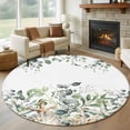 thumbnail image 1 of Sage Green Ocean Large Round Rug 8 FT, Non Slip Living Room Area Carpet, Coastal Eucalyptus Starfish Shell Washable Soft Circle Rug Non-Shedding Floor Carpet for Bedroom Office Dining Room, 1 of 9