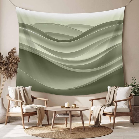 Sage Green Ocean Waves Tapestry Wall Hanging Aesthetic Ombre Abstract Art Stripes for Bedroom Living Room College Dorm Decorative Backdrop 60 x 90 Inch